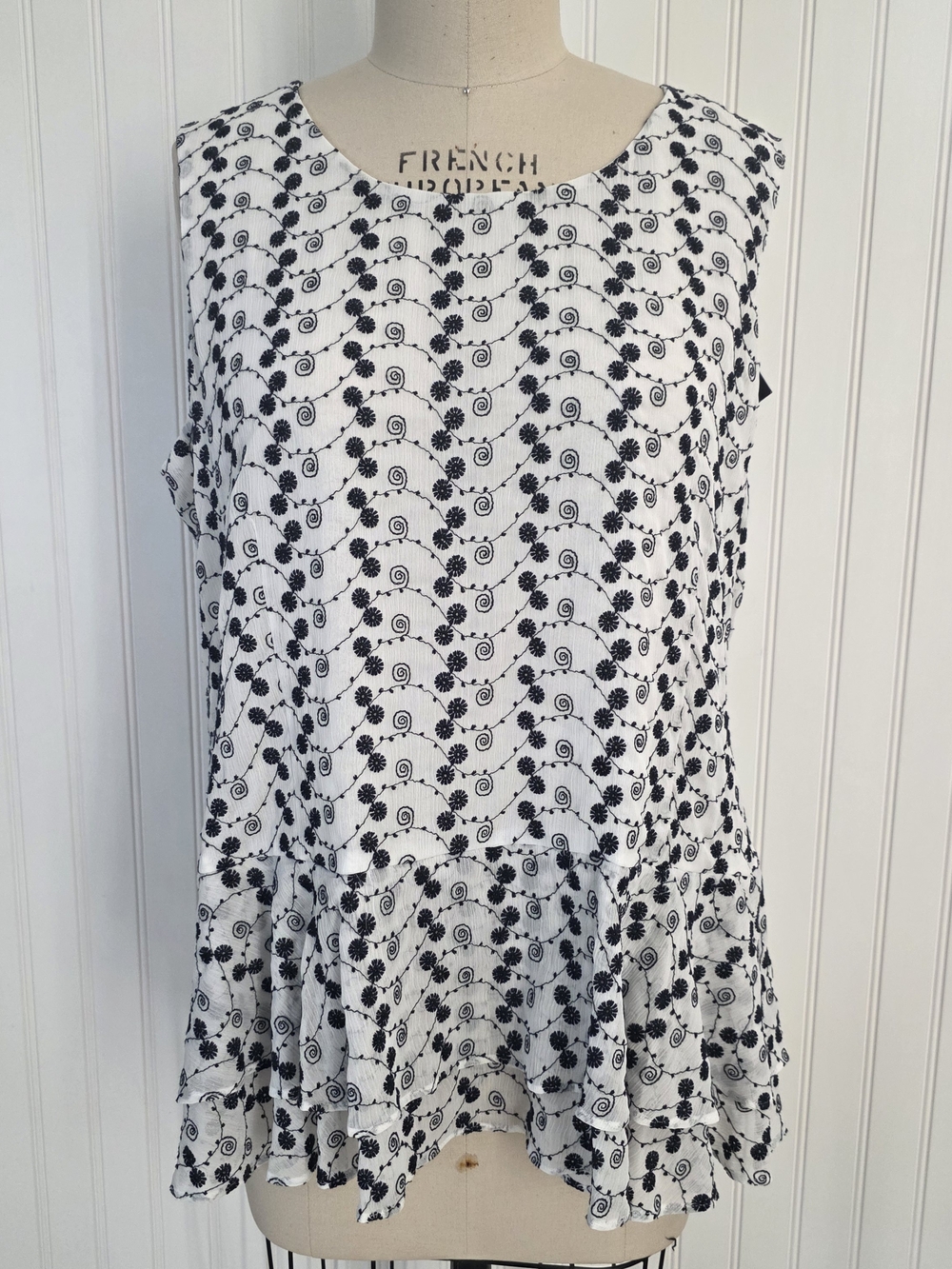Tommy Hilfiger Printed Sleeveless Ruffle Hem Top XL - Picture 5 of 9